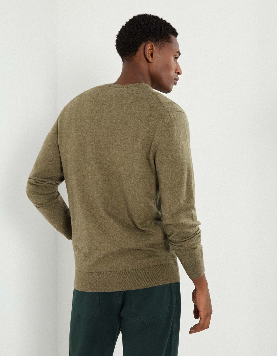 Camisola com Caxemira, Homem, Verde Escuro 