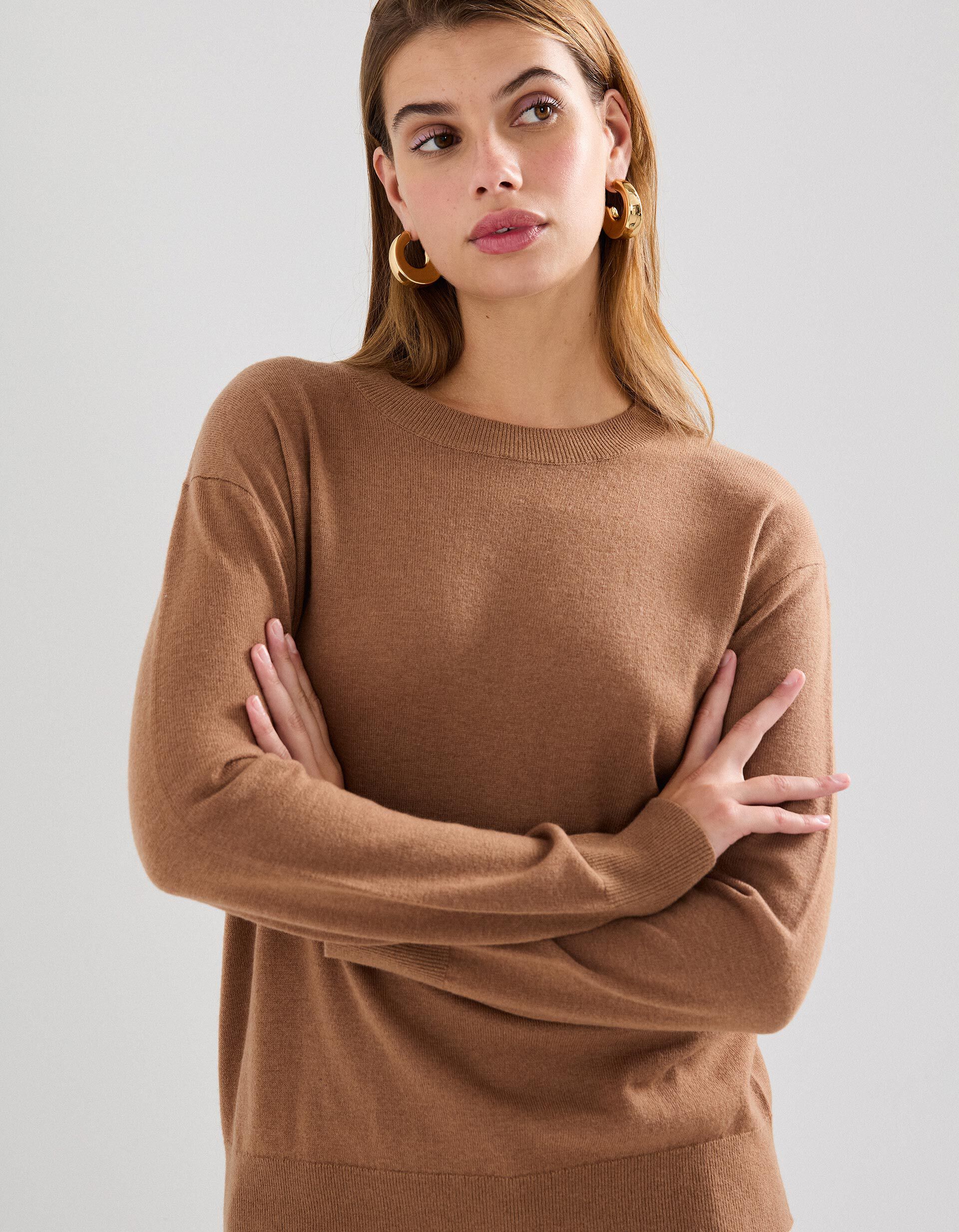 Comprar Online Camisola de L&atilde; com Caxemira, Mulher, Castanho Claro