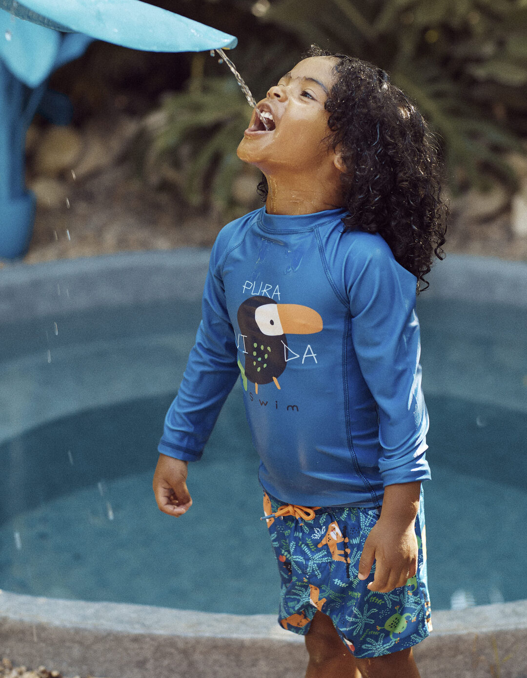 Camisola de Banho Proteção UV 80 para Bebé Menino 'Pura Vida', Azul Escuro