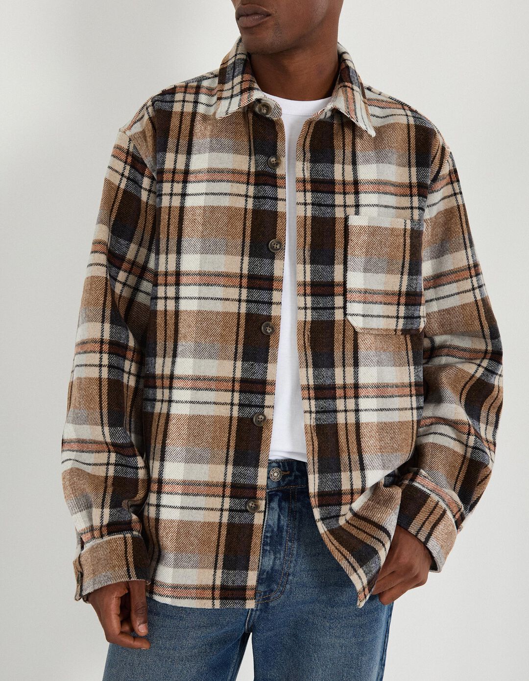 Sobrecamisa de Flanela, Homem, Bege