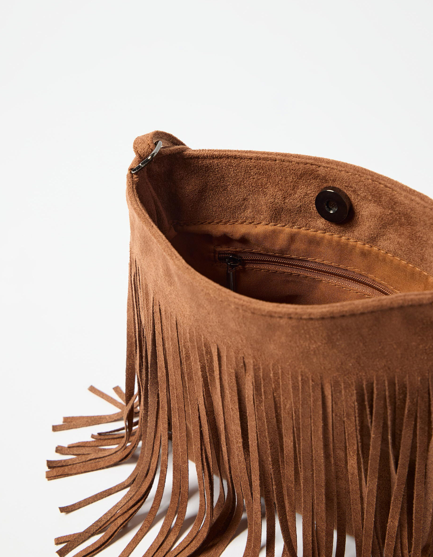 Comprar Online Mala Tiracolo com Franjas, Mulher, Castanho