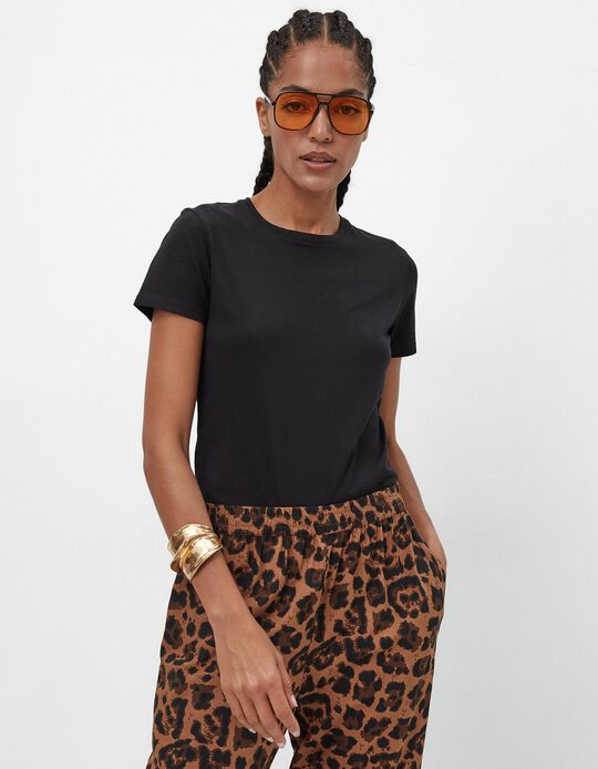 Comprar Online T-shirt Decote Redondo, Mulher, Preto