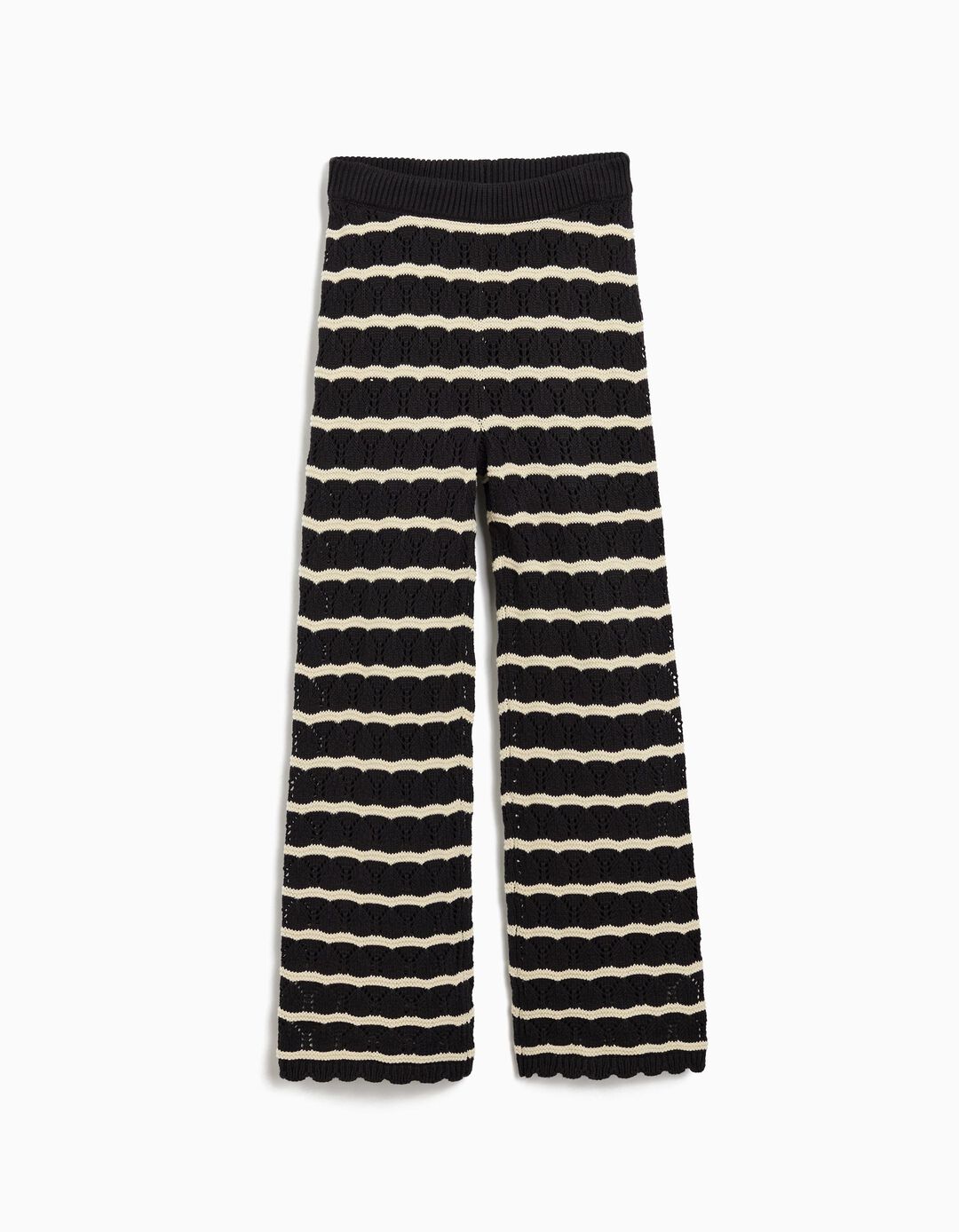 Calças Riscas em Crochet, Menina, Preto