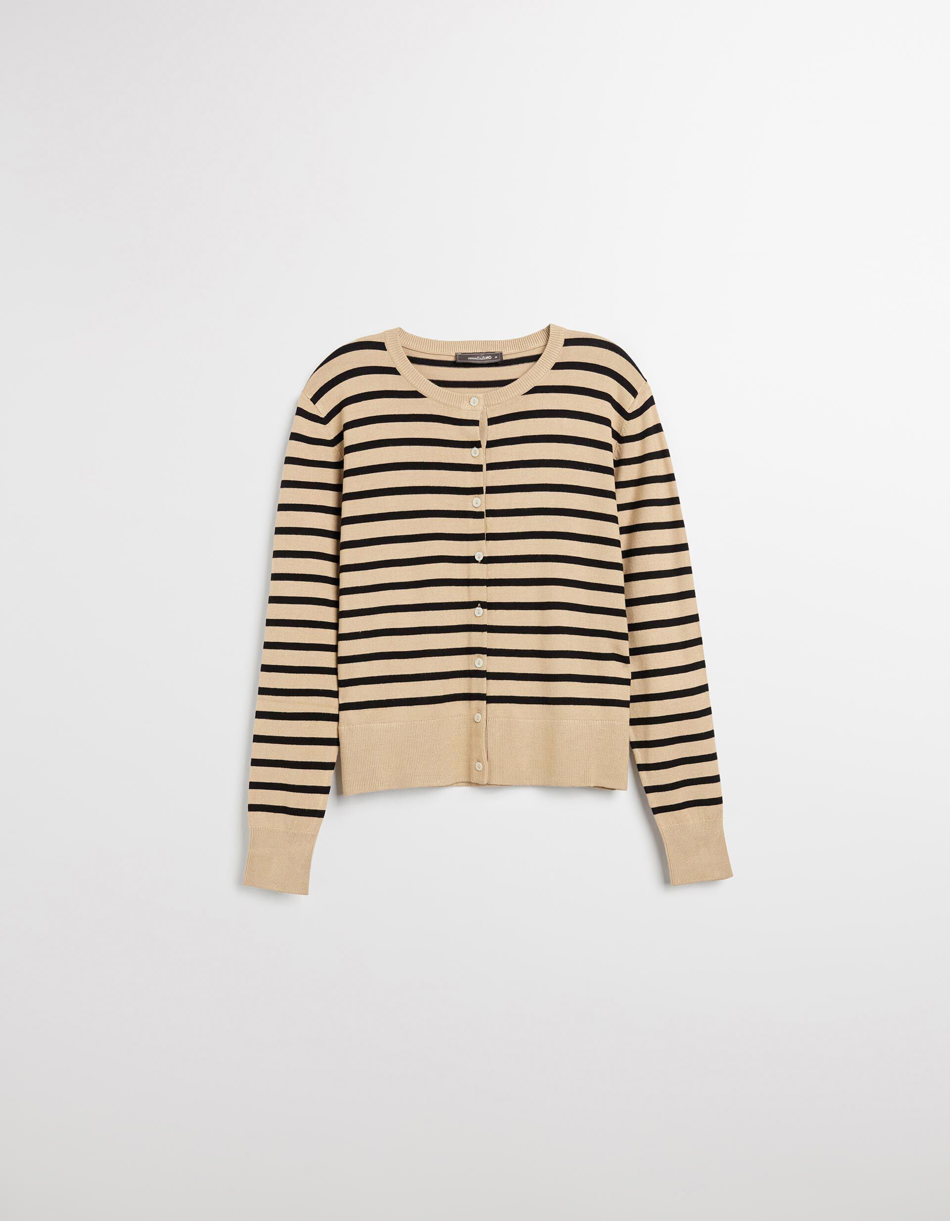 Comprar Online Casaco de Malha Riscas, Mulher, Bege