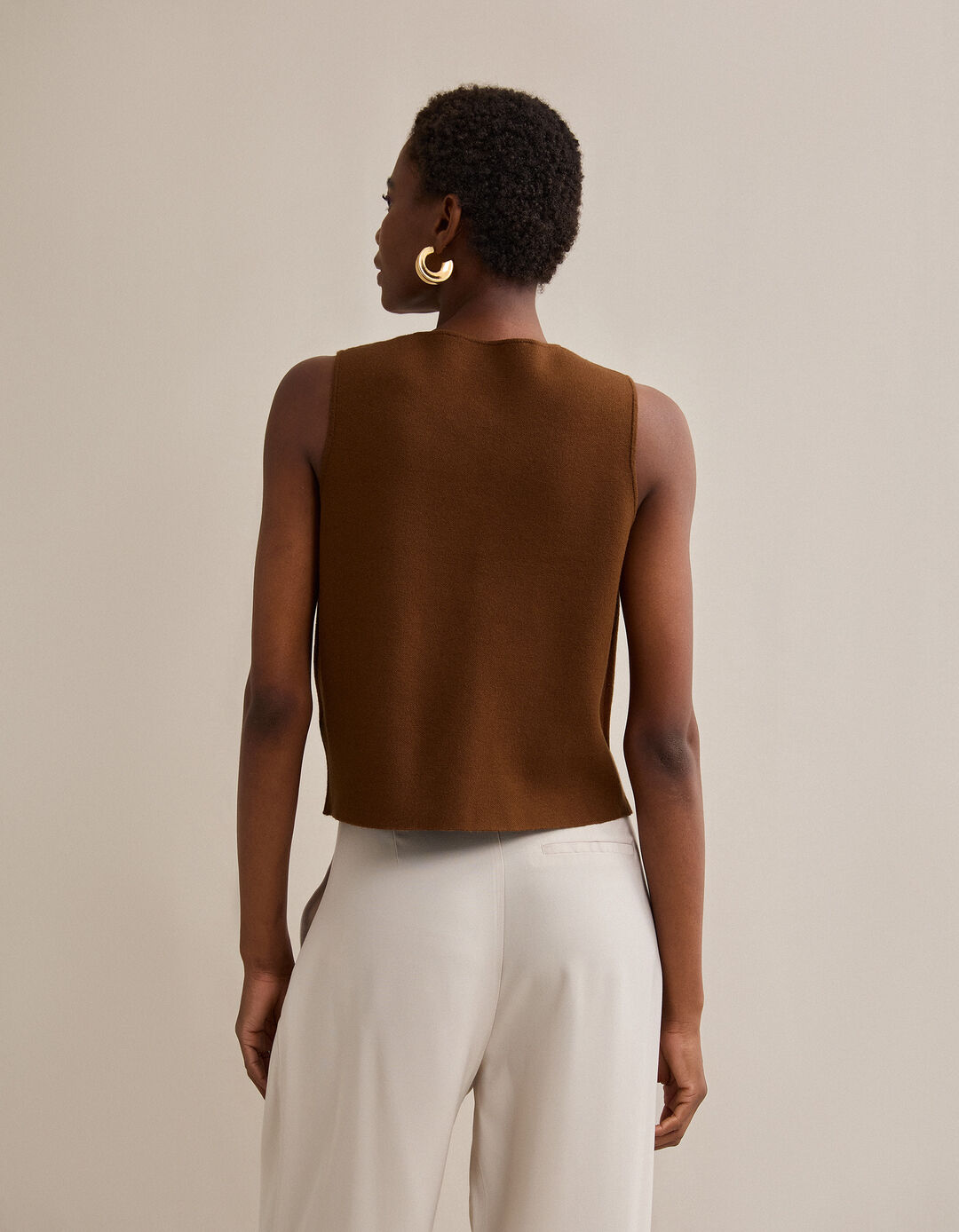 Colete de Malha, Mulher, Bege