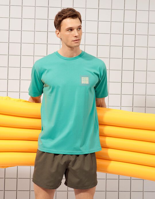 Comprar Online T-shirt Estampada, Homem, Azul
