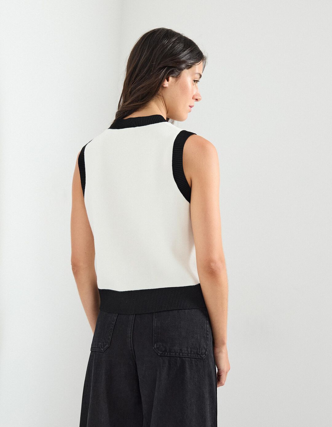 Colete com Contraste, Mulher, Branco