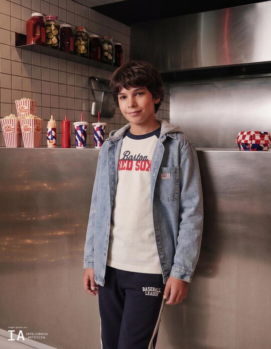 Comprar Online Sobrecamisa de Ganga com Capuz, Menino, Azul Claro