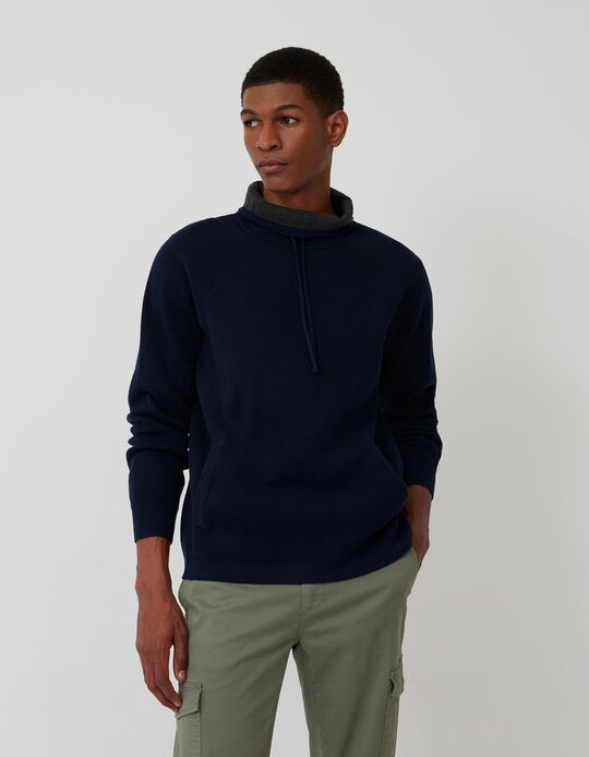 Knitted Sweatshirt, Men, Dark Blue
