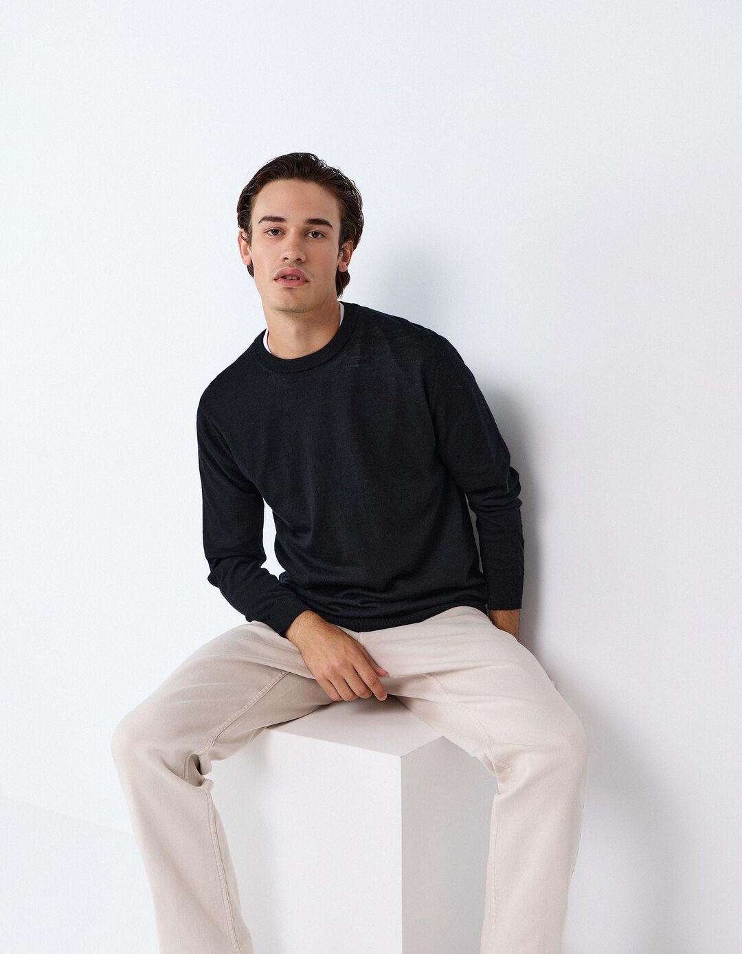 Camisola De L&atilde; Merino, Homem, Preto
