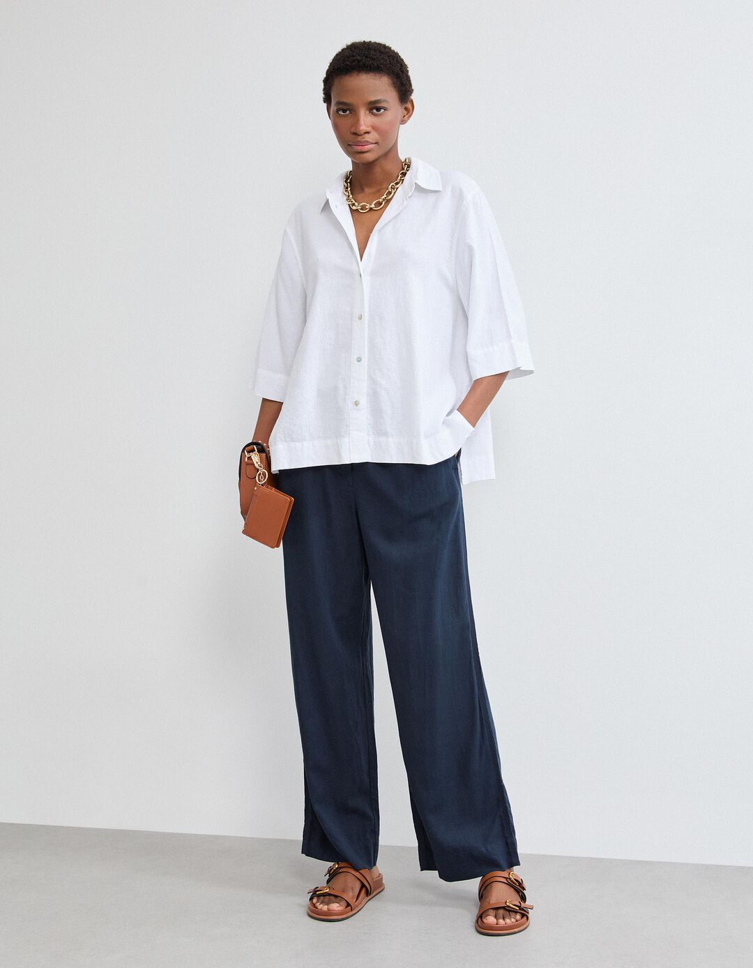 Camisa com Linho, Mulher, Branco