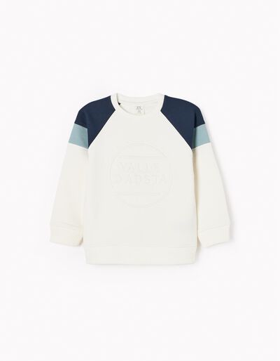 Cotton Sweatshirt for Boys 'High Mountains', White/Blue