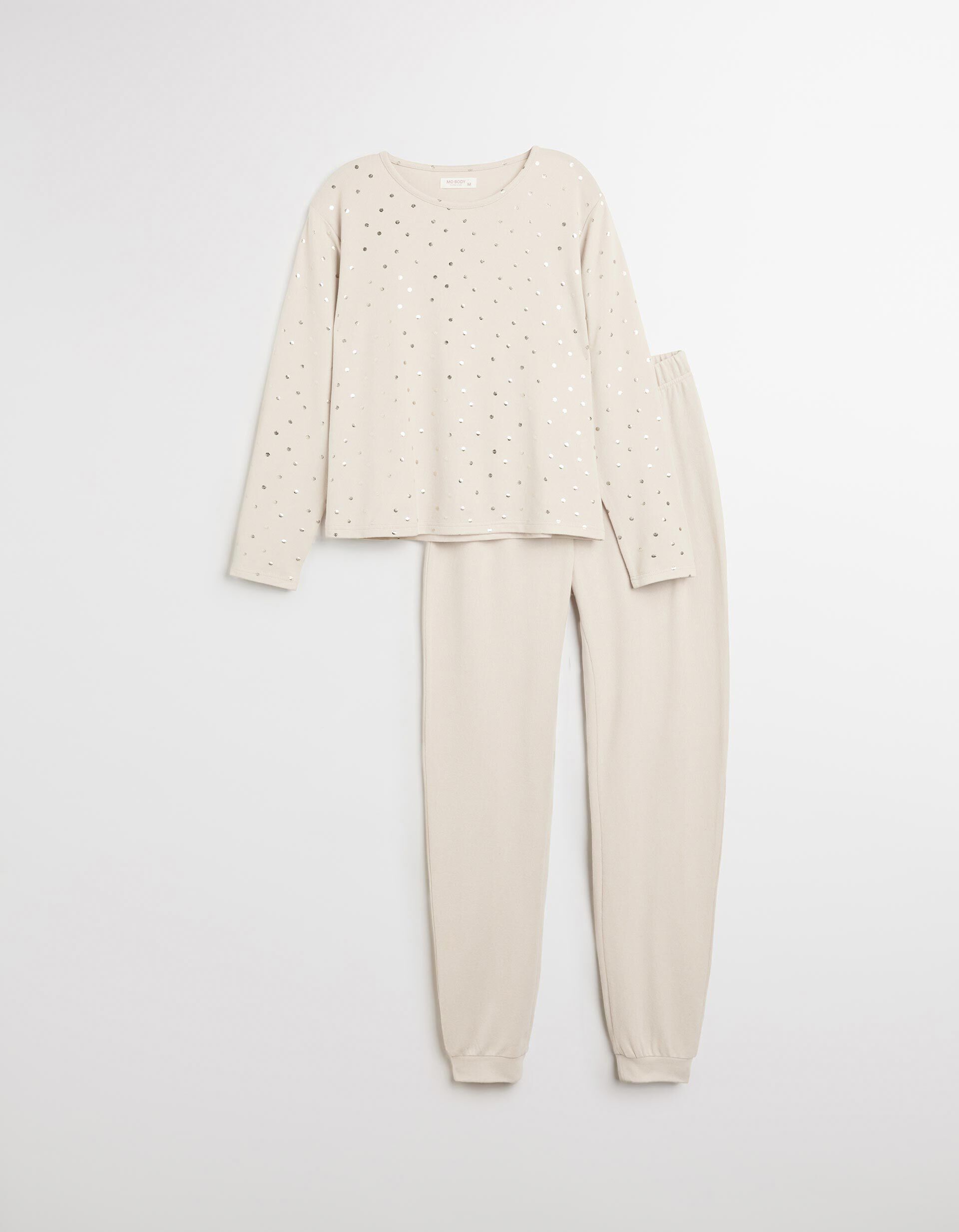 Comprar Online Pijama com Estampado Metalizado, Mulher, Bege Claro