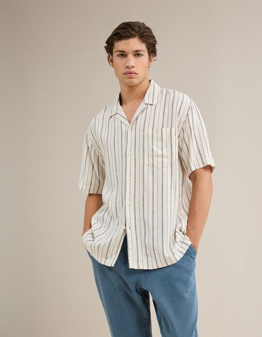 Comprar Online Camisa Com Linho, Homem, Bege Claro