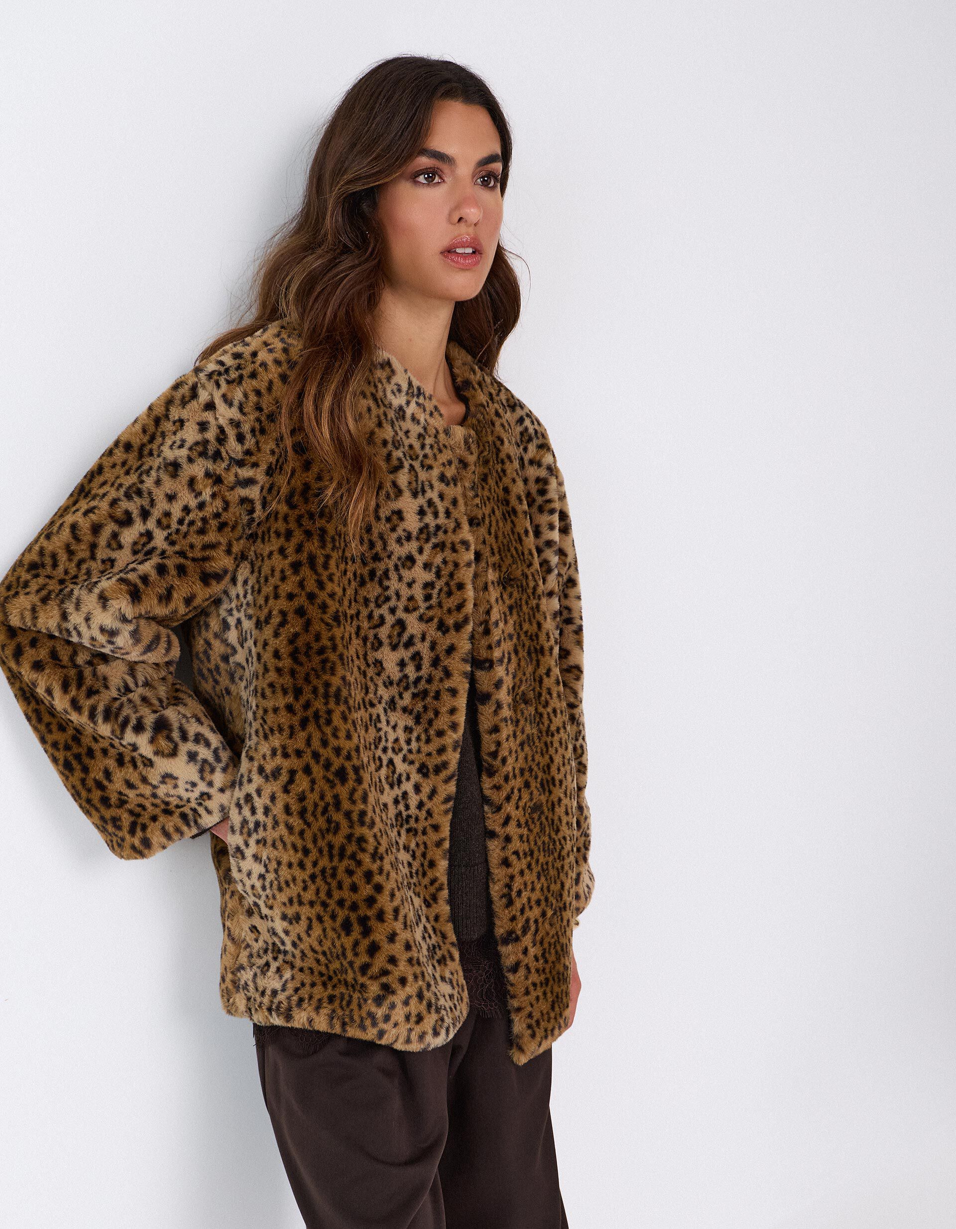 Comprar Online Casaco Efeito Pelo, Mulher, Bege