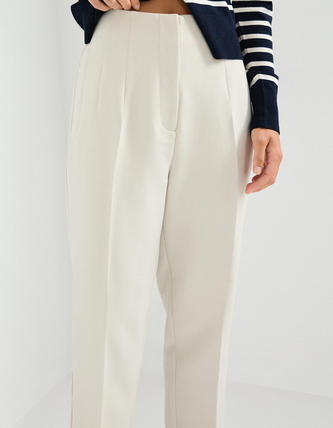 Cal&ccedil;as Cintura Subida, Mulher, Bege Claro