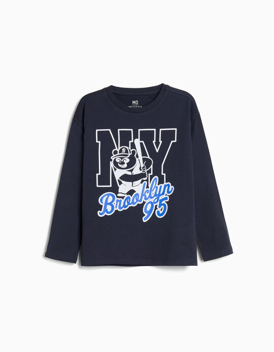 Comprar Online T-shirt de Manga Comprida, Menino, Azul Escuro