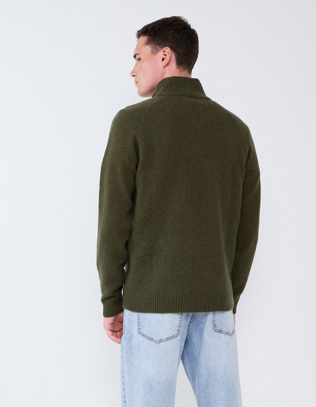 Camisola Com Mistura De L&atilde;, Homem, Verde Escuro
