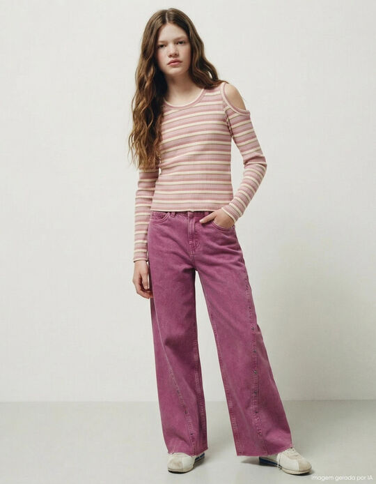 Comprar Online Cal&ccedil;as de Ganga 'Wide Leg', Menina, Rosa Escuro