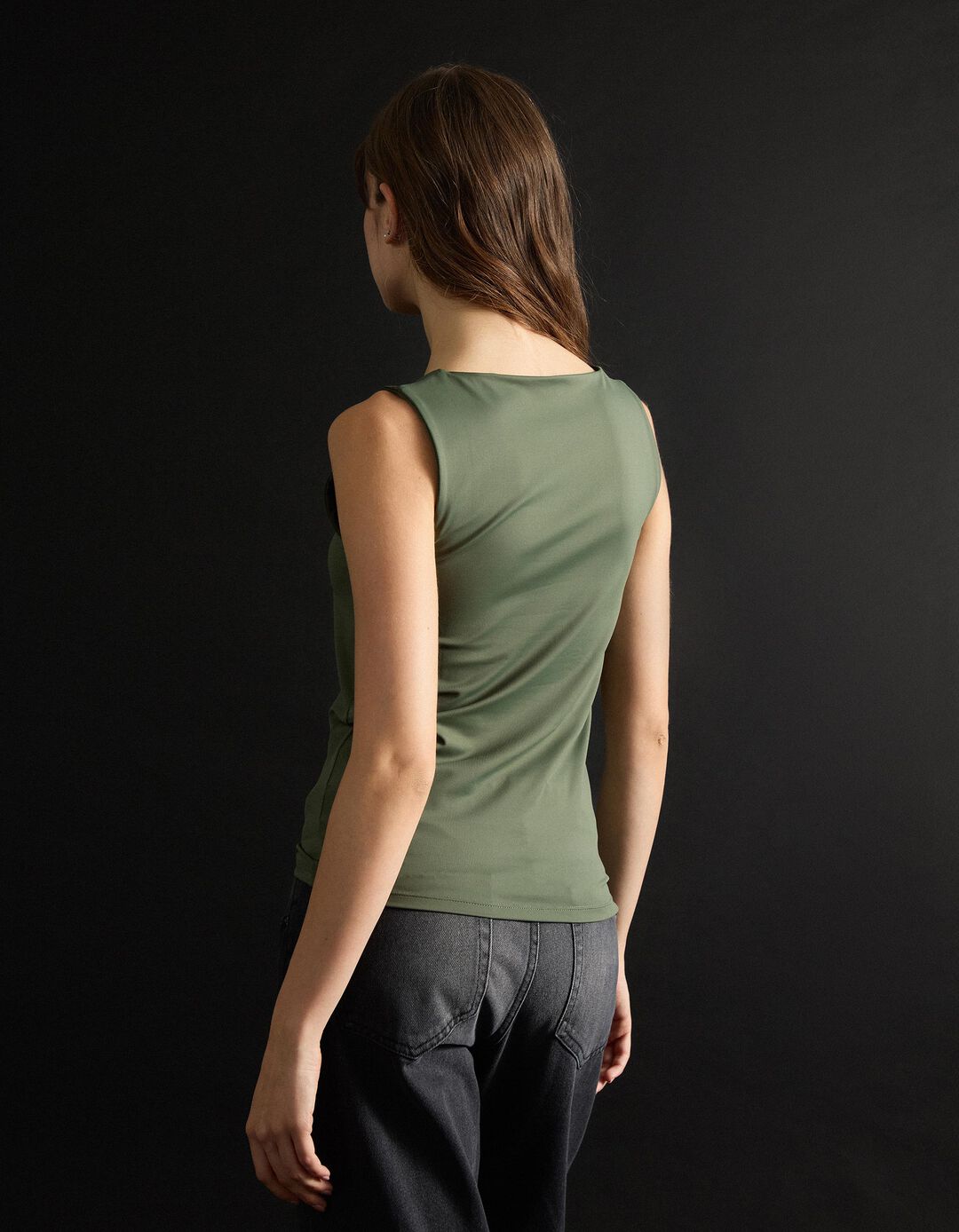 Tank Top, Mulher, Verde Escuro