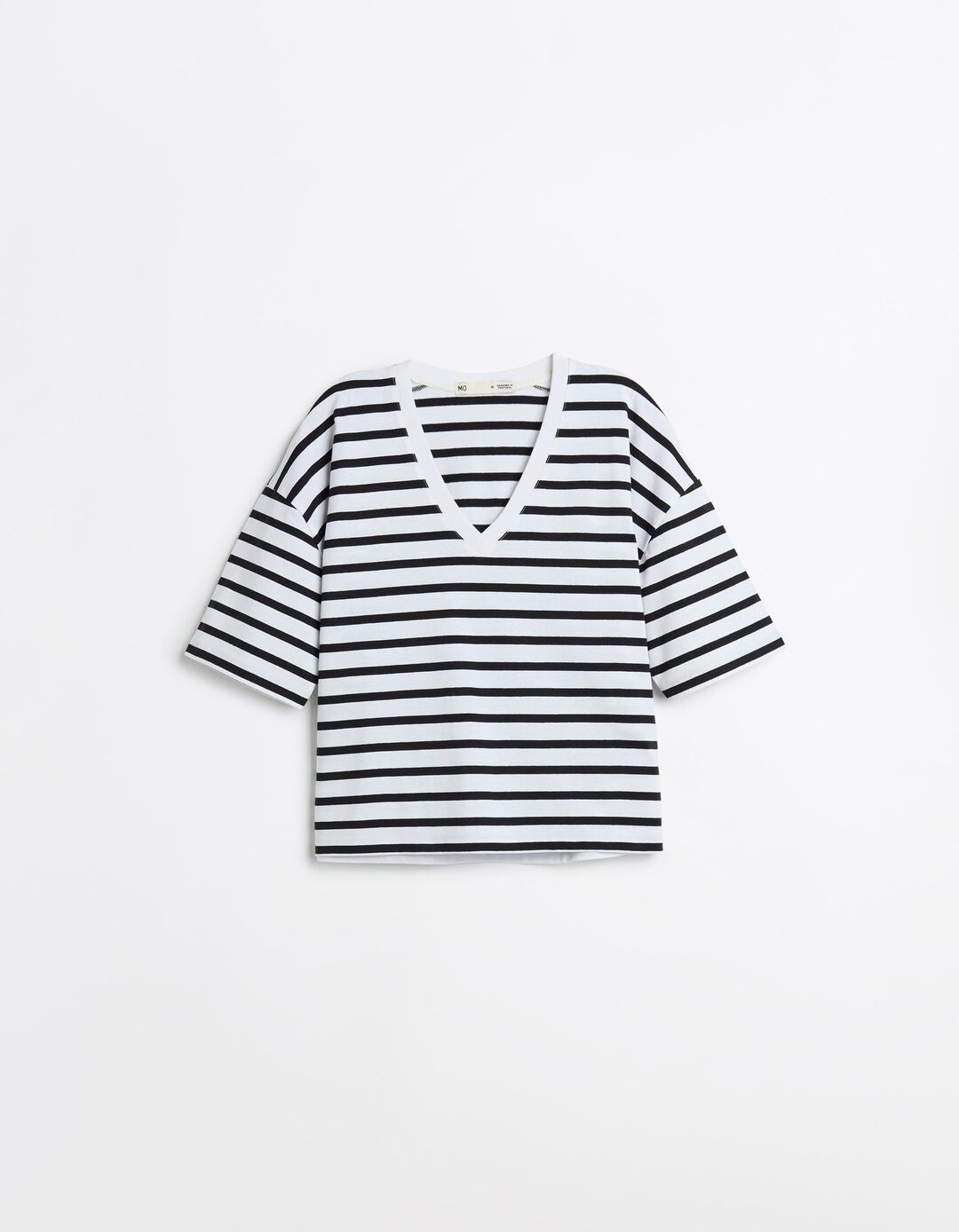 T-shirt Riscas, Mulher, Preto