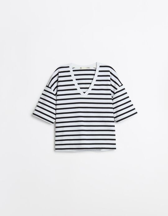 Comprar Online T-shirt Riscas, Mulher, Preto