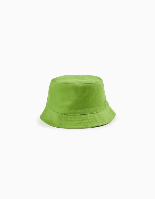 Chapéu Reversível para Bebé Menino 'Dino', Verde/Cinza