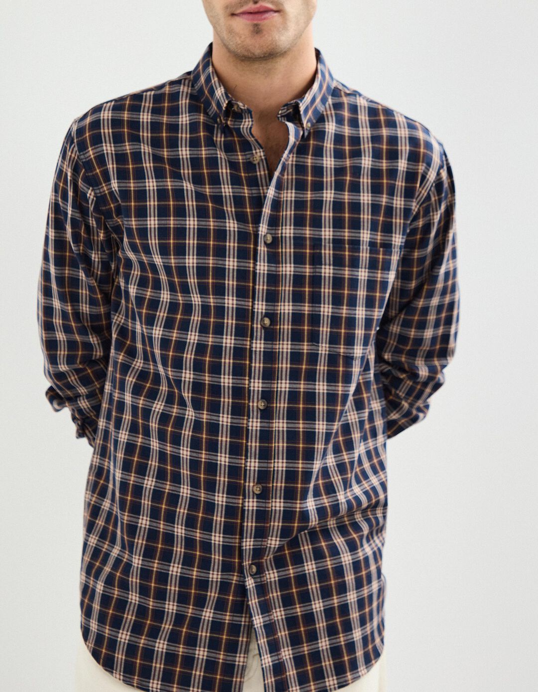 Camisa de Xadrez, Homem, Castanho