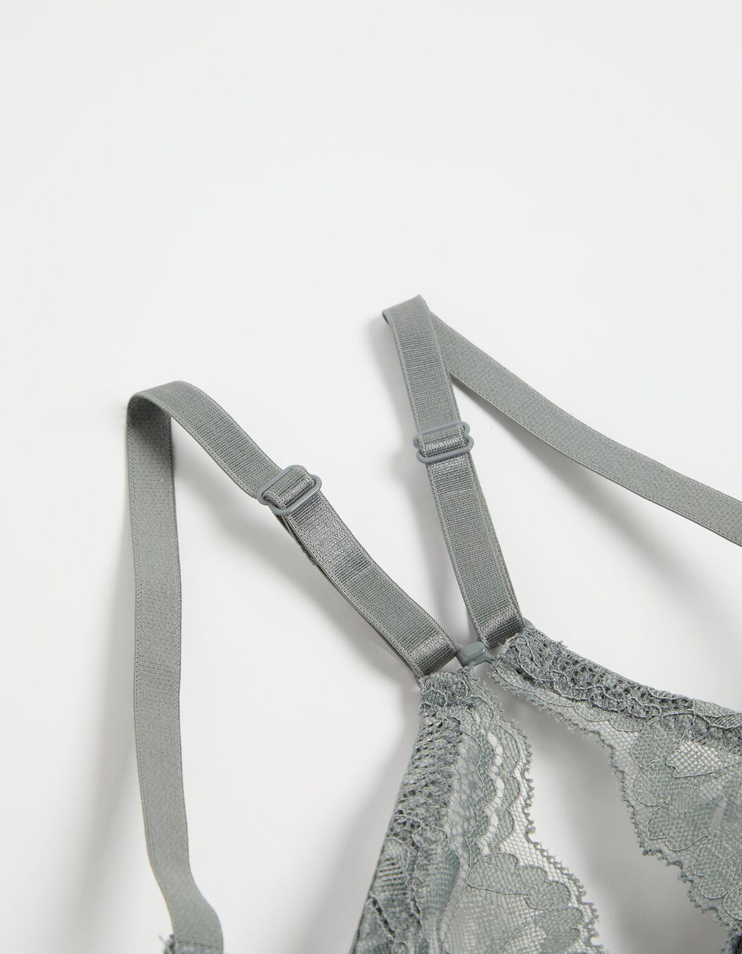 Soutien Push Up Renda, Mulher, Cinzento Escuro