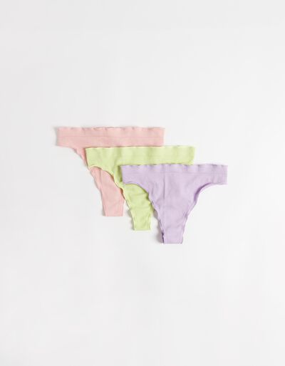 3 Seamless Thongs Pack, Women, Multicolour