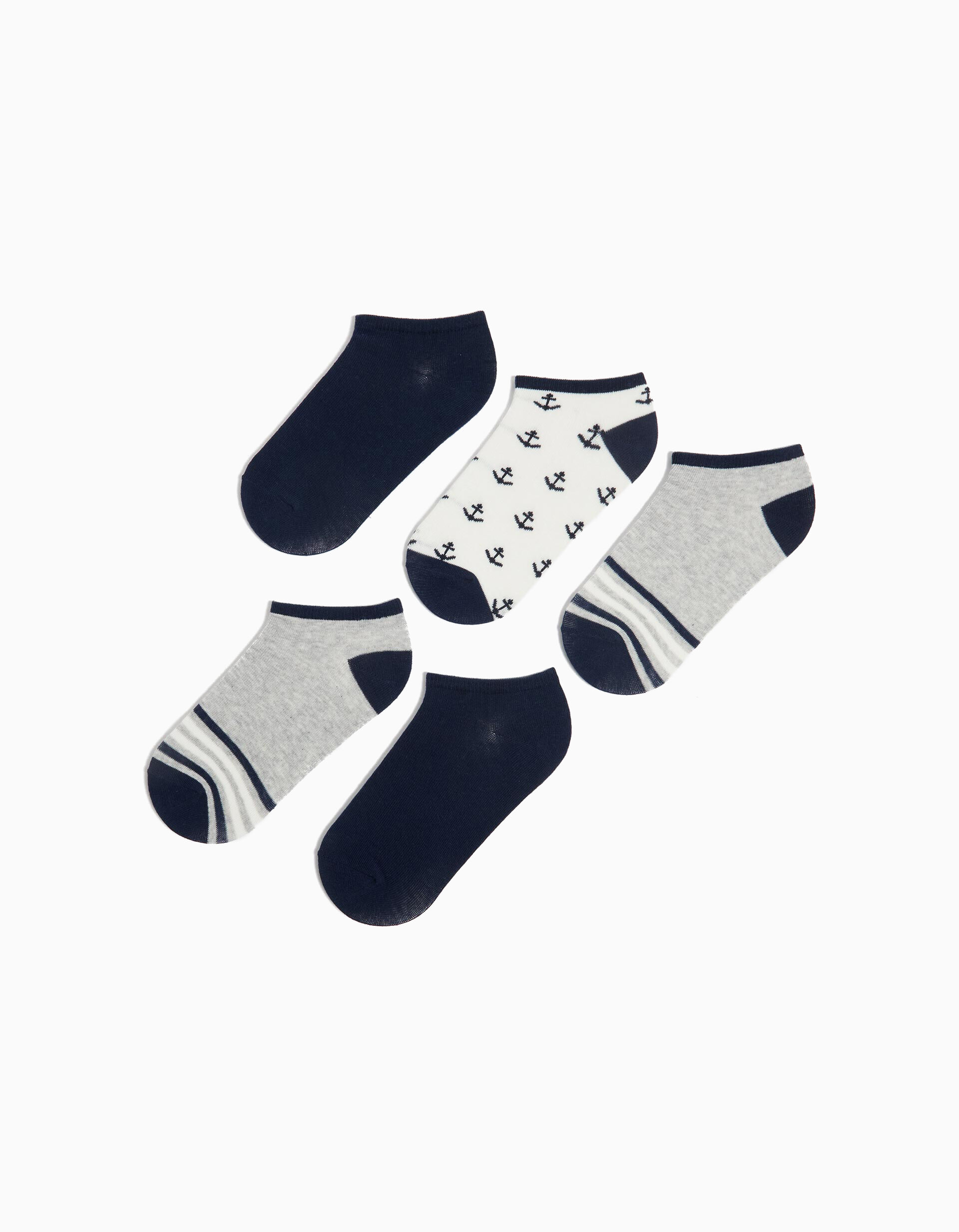 Pack 5 Pares de Meias Tornozelo, Menino, Multicor