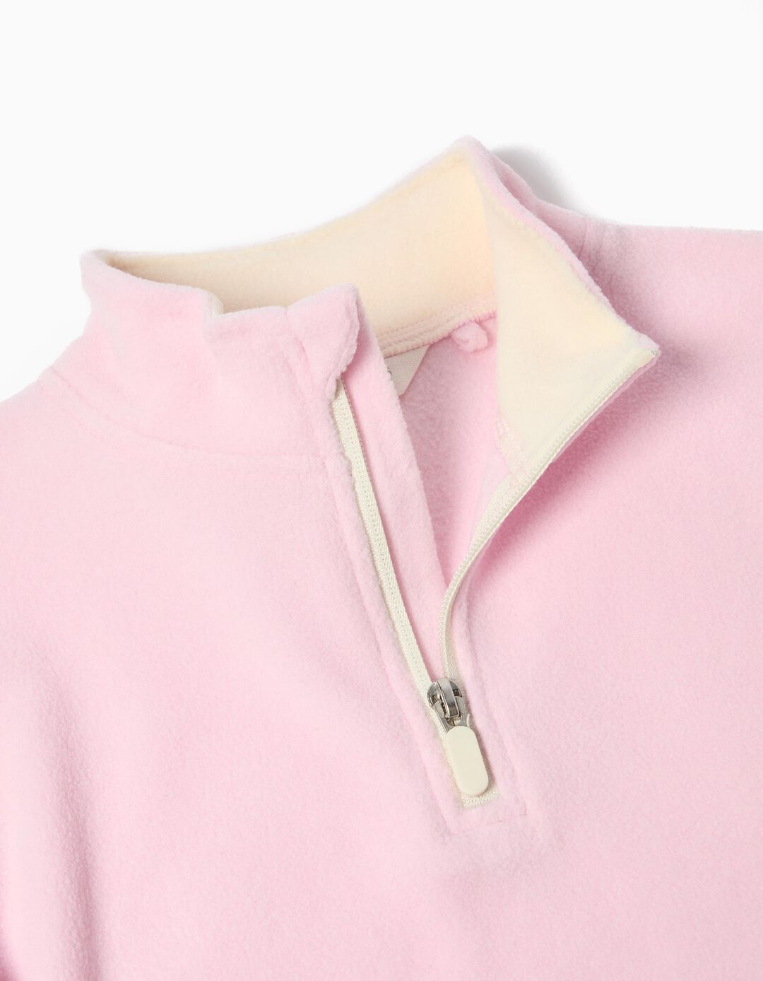 Camisola Polar com Fecho, Menina, Rosa Claro