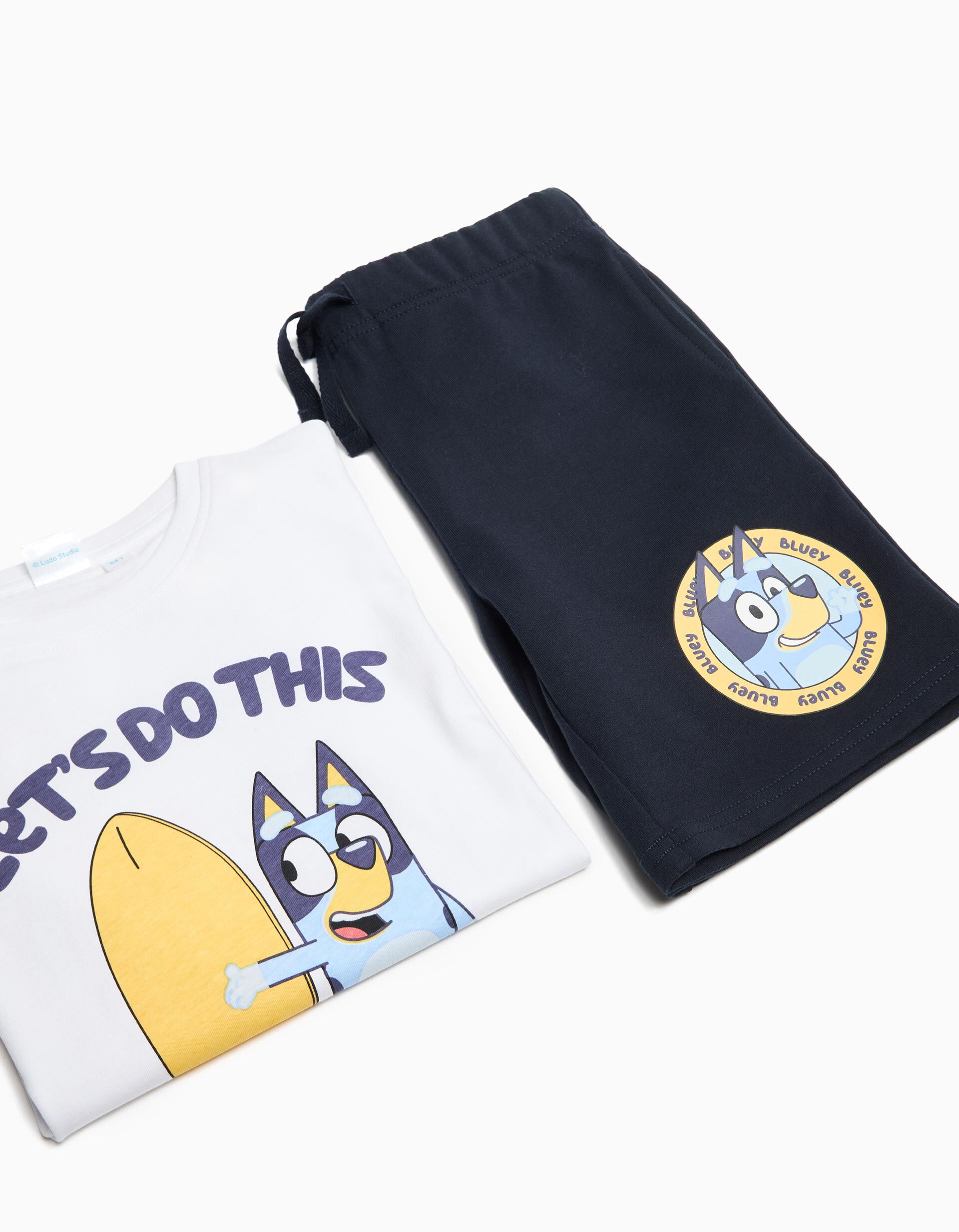 Comprar Online Conjunto T-Shirt e Cal&ccedil;&otilde;es 'Bluey', Menino, Branco