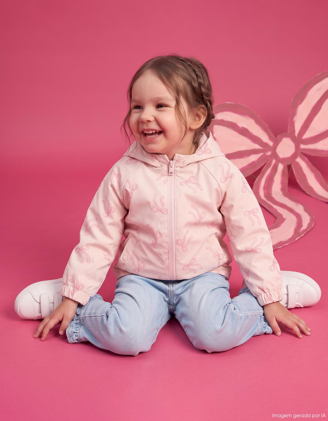 Parka Imperme&aacute;vel Com Capuz, Menina, Rosa Claro