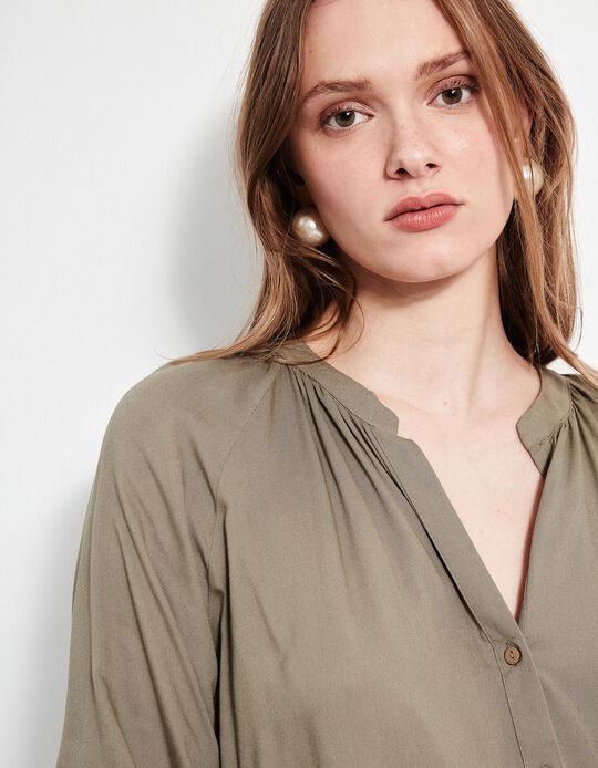 Comprar Online Blusa Decote em V, Mulher, Verde Escuro 