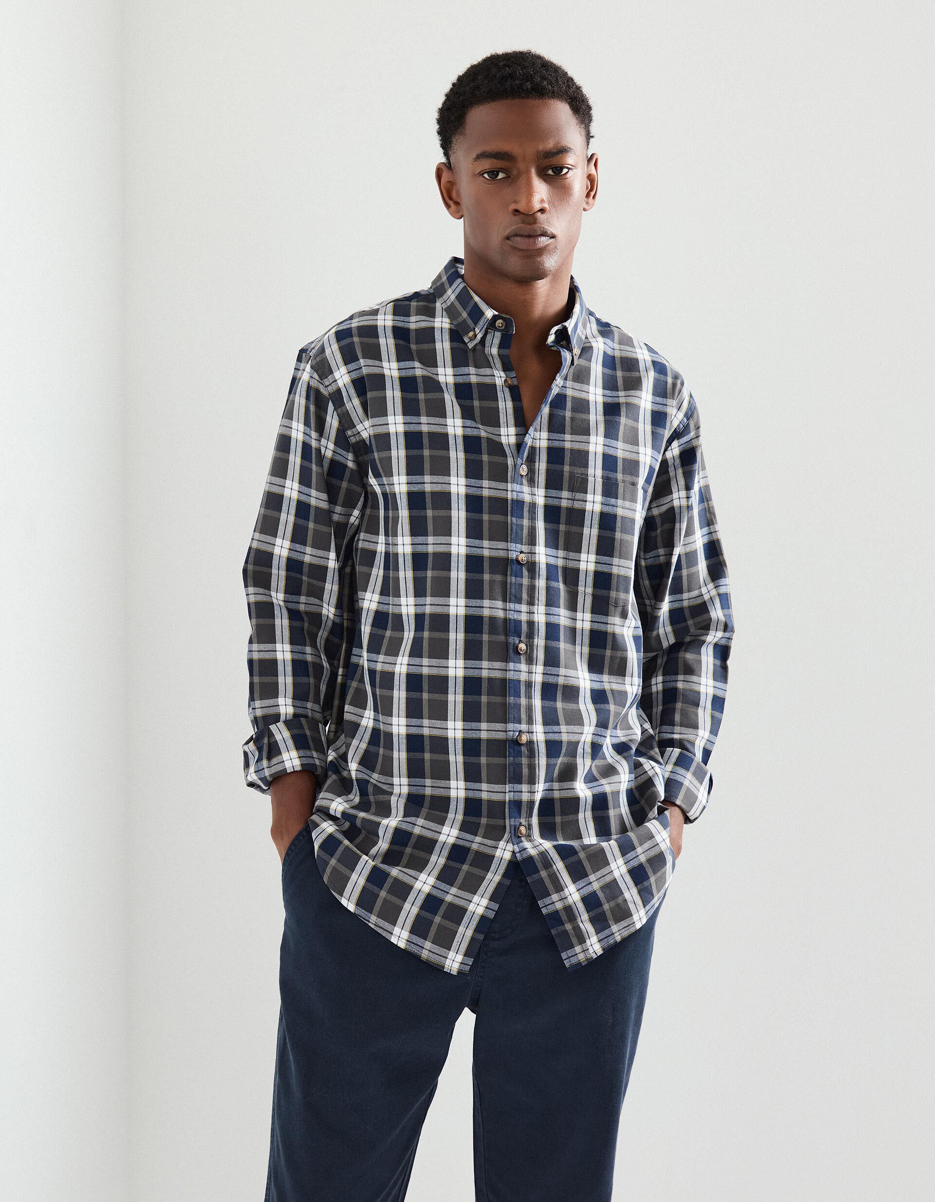 Comprar Online Camisa de Xadrez, Homem, Cinzento