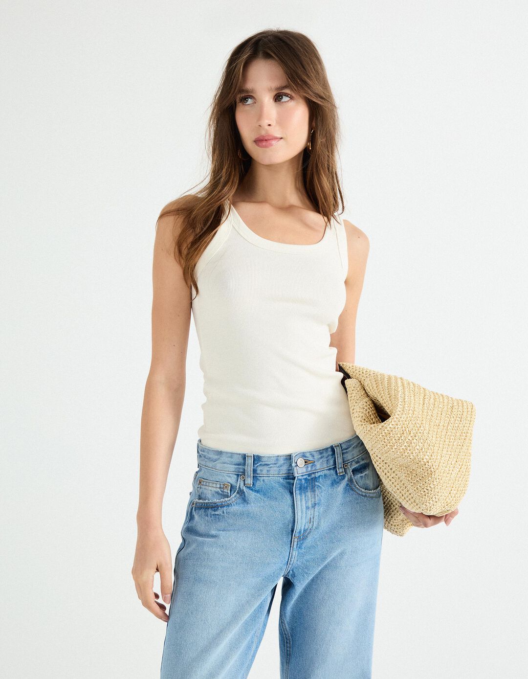 Tank Top, Mulher, Bege Claro 
