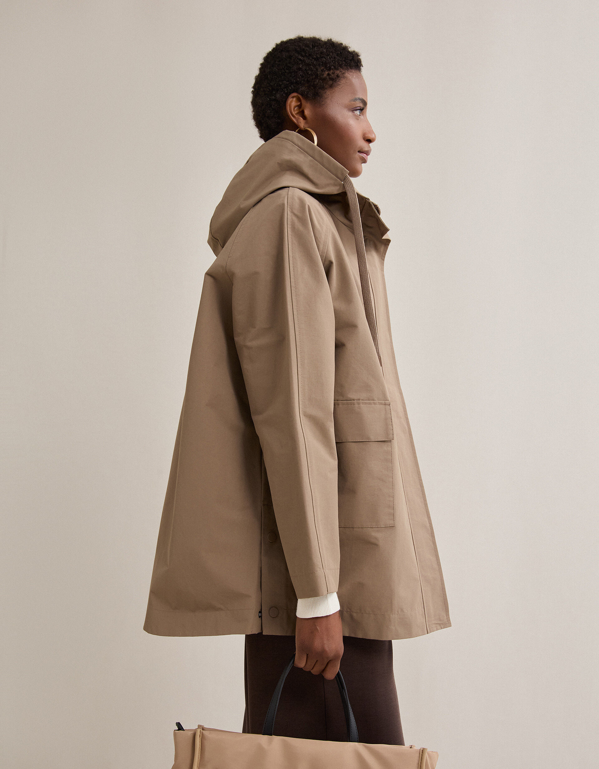 Comprar Online Parka Capuz, Mulher, Bege Escuro