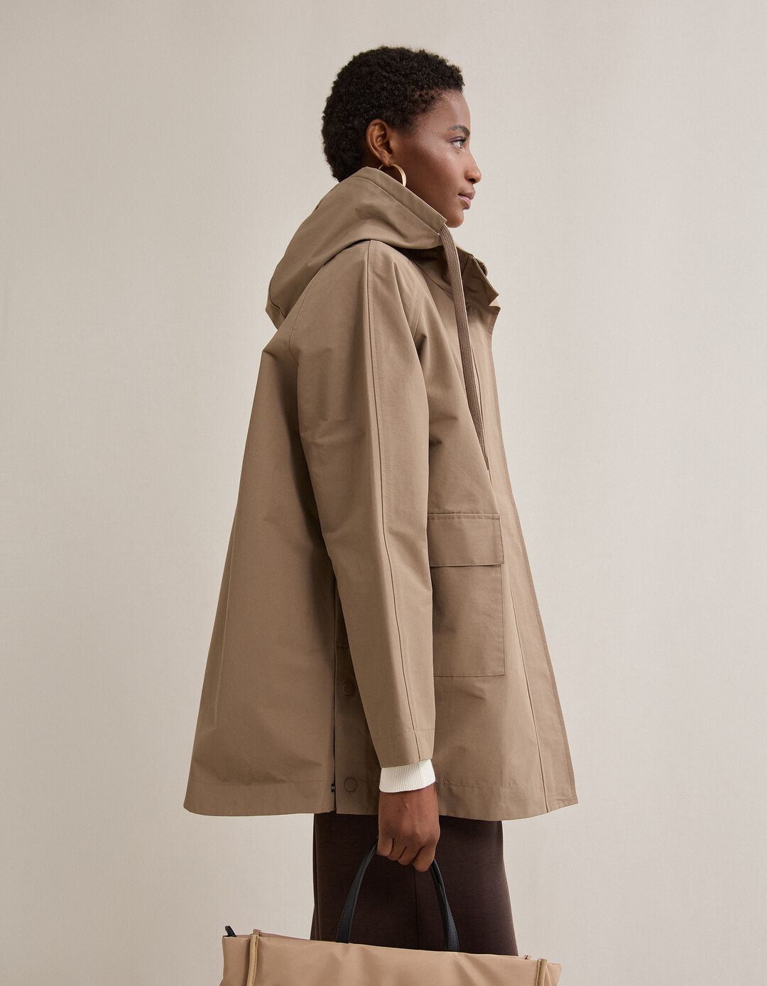 Parka Capuz, Mulher, Bege Escuro