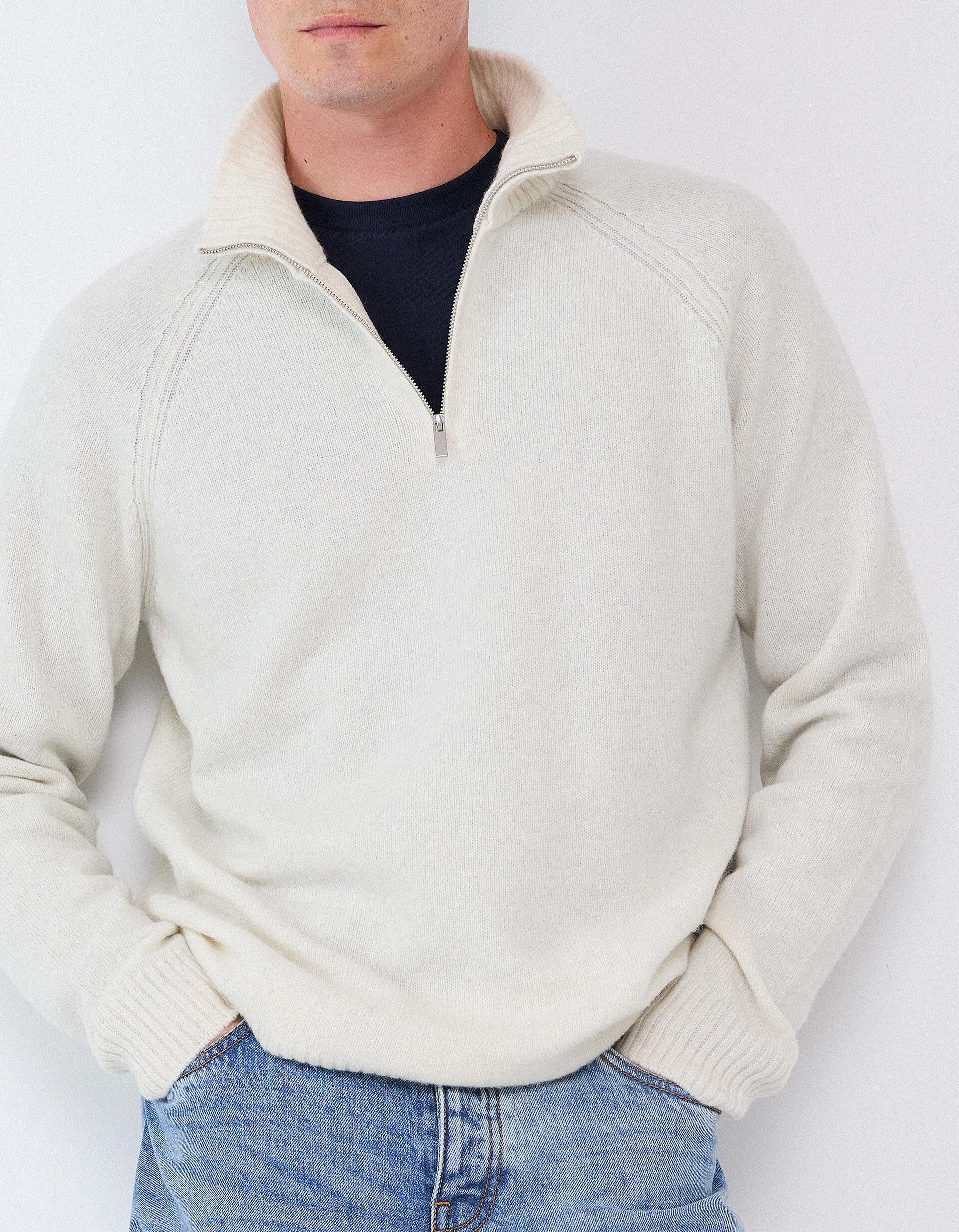 Comprar Online Camisola Com Mistura De L&atilde;, Homem, Cru