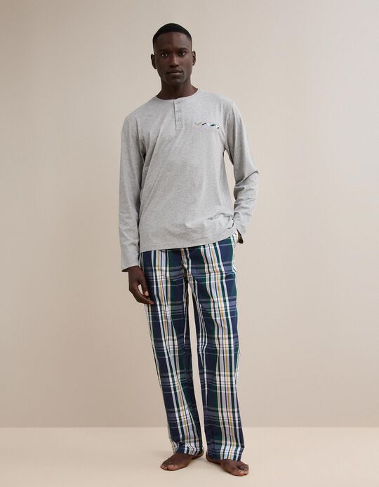 Comprar Online Pijama Xadrez, Homem, Cinzento