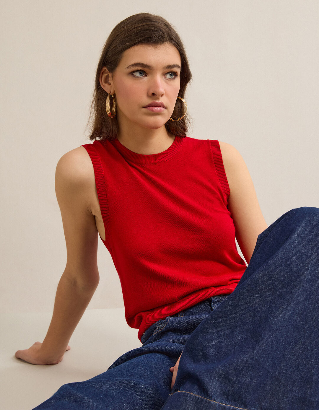 Colete de Malha, Mulher, Vermelho