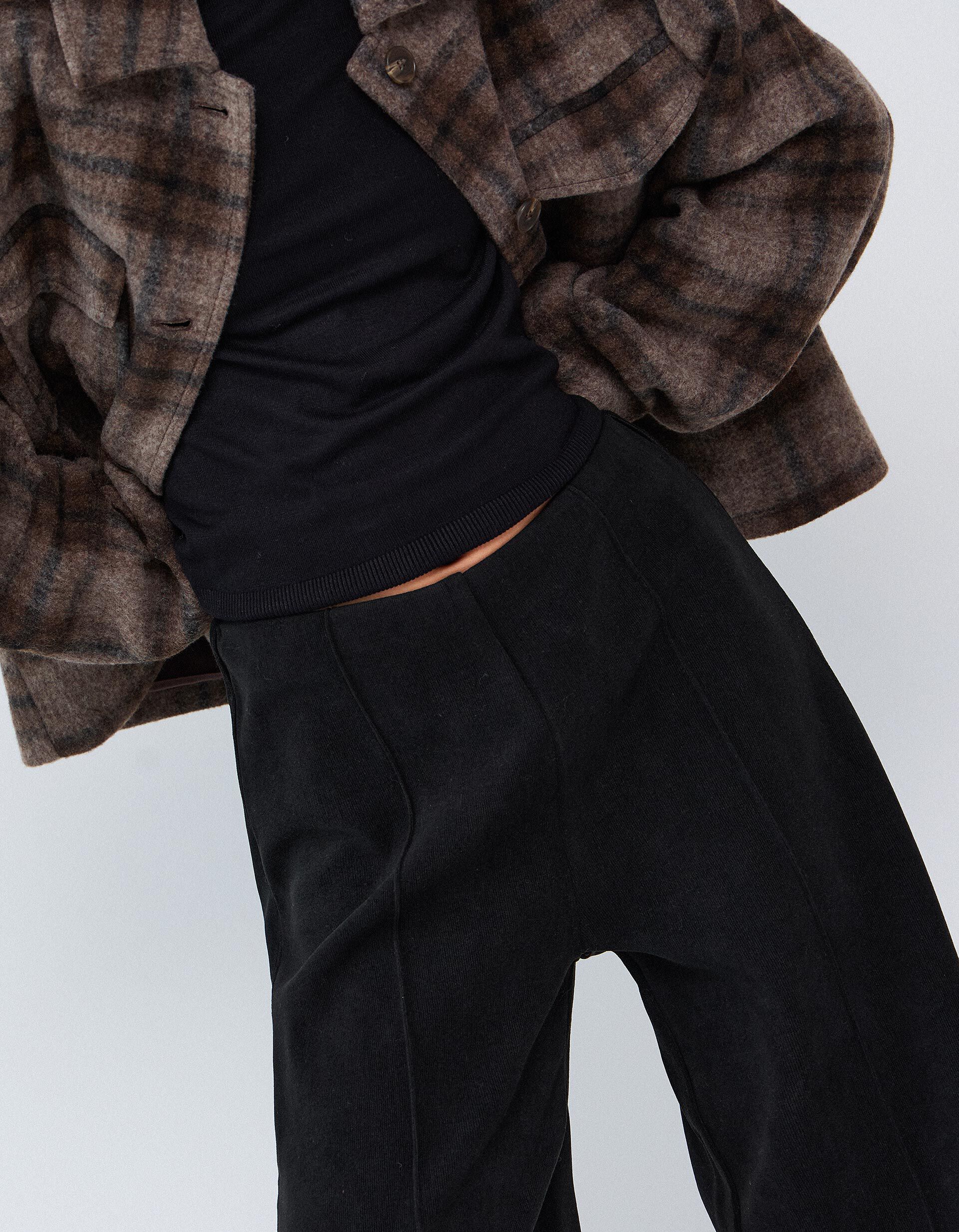 Comprar Online Cal&ccedil;as De Malha Interlock Wide Leg, Mulher, Preto