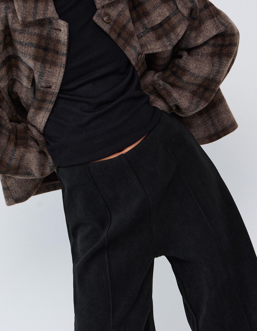 Cal&ccedil;as De Malha Interlock Wide Leg, Mulher, Preto