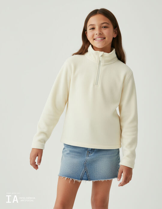 Comprar Online Camisola Polar com Fecho, Menina, Branco