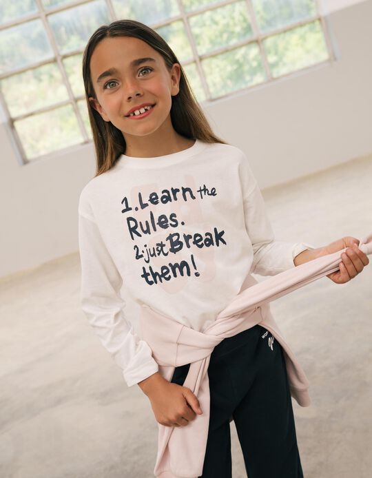 Comprar Online T-shirt Estampada Manga Comprida, Menina, Branco