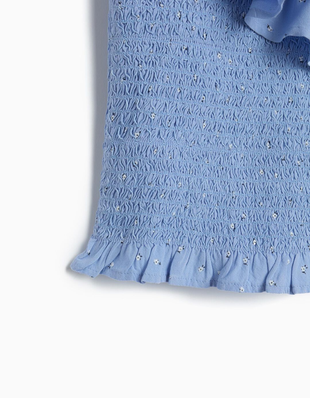 Top Assim&eacute;trico Com Folhos, Menina, Azul Claro