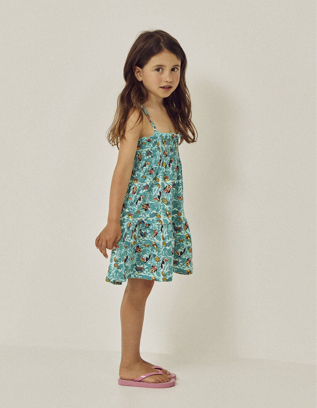 Cotton Strappy Dress for Girls 'Minnie', Aqua Green