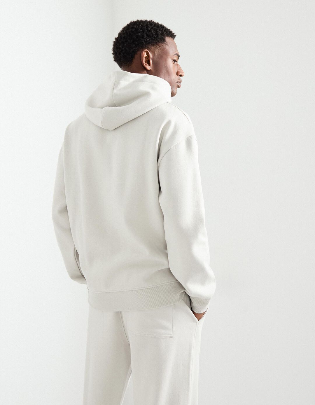 Sweatshirt Felpa com Capuz, Homem, Bege Claro