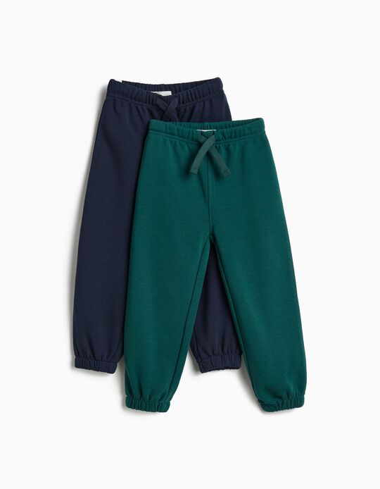 Comprar Online Pack 2 Joggings De Felpa, Menino, Verde Escuro